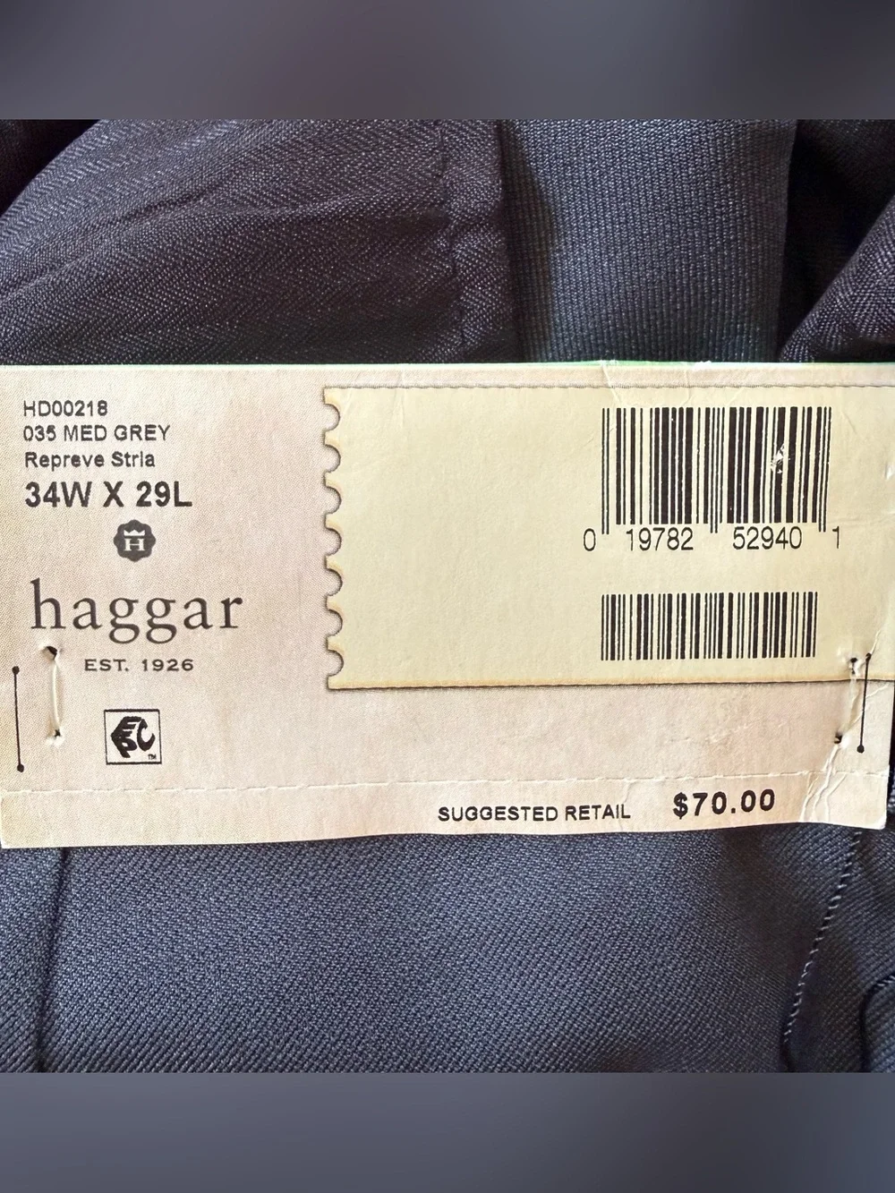 NWT HAGGAR Repreve Men’s 34 x 29 Classic Fit Comfort Waist Suit Pants